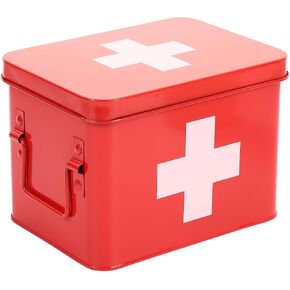 Lassos Boutique Retro Enameled First Aid Box for Medicine Storage and Home Decor with Lid and Removable Tray, White in Saudi Arabia