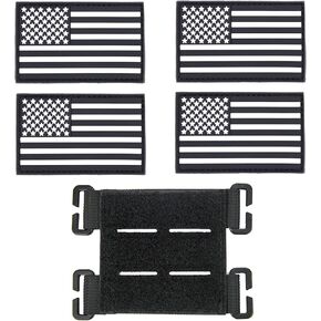 4 Pack 3.1x2 Inches American Flag Patch Tactical US PVC Patch with Molle Patch Panel (4 Mix with Patch Panel)