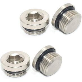 G1/4" Thin Stop Plug Fitting, Internal Hex Socket, Brass, Nickel, 4-pack，Copper electroplating
