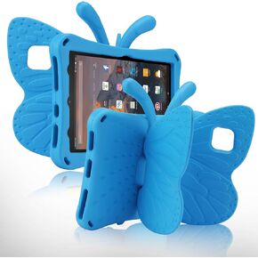 Amazon Fire 7 Tablet 12th Gen 2022 Case Cute Butterfly Case with Stand for Kids Light Weight EVA Rugged Shockproof Heavy Duty Kids Friendly Full Cover for Fire 7 2022 (Pink)