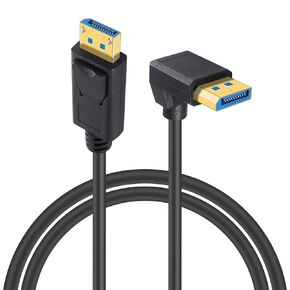 Duttek 90 Degree Display Port 1.4 Cable 3FT/1M, 8K Displayport Cable 1.4, Down Angle DP Male to Male L-Shaped Cable 8K/60Hz, 4K/240Hz Compatible for Computers, DVD, Gaming Equipment, TVs