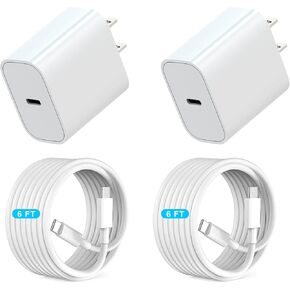 Phone 16 15 Charger, 2 Pack USB C Fast Wall Charger Block with 6FT USB C to C Cable Compatible for iPhone 16/16 Plus/16 Pro/16 Pro Max 15/15 Plus/15 Pro/15 Pro Max Android Charger and More