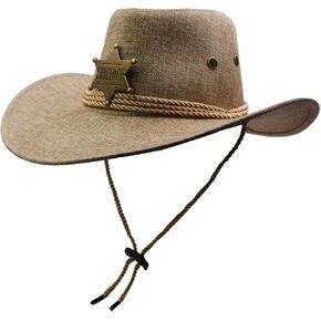 قبعة رعاة البقر ذات حافة واسعة للسفر وقبعة راعية البقر الغربية للحماية من الشمس في الهواء الطلق مع شارة in Kuwait