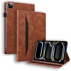 Case for Apple iPad Pro 13 (2024) 13.0 inch, Retro Folio Shell for iPad Pro (13-inch, 7th Generation) Cover with Card Holder & Multi-Angle Stand -Black