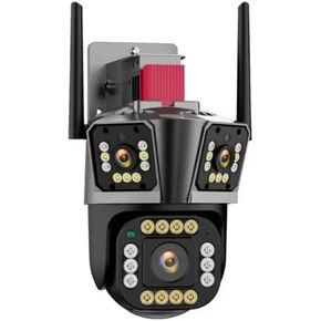 2K 5K 12MP HD WiFi IP Camera, Three Lens PTZ Outdoor Security Camera with Dual 2K Lenses, Motion Detection, Waterproof Surveillance - 5K Camera (Size: 1)