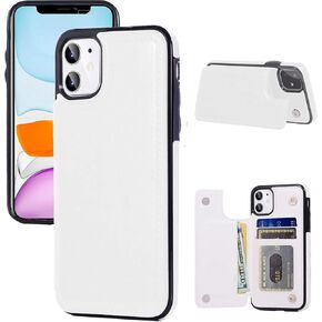 iPhone 11 Wallet Case with Card Holder,Premium PU Leather Kickstand Card Slots Case with a Free Screan Protector,Double Magnetic Clasp and Durable Shockproof Cover for iPhone11(6.1")-Black