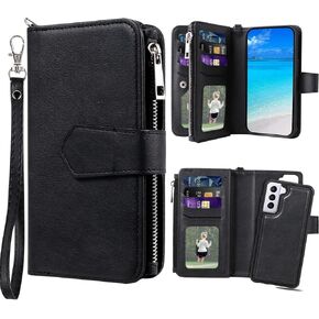 Case for Galaxy S21, 2 in 1 Magnetic Detachable Wallet Case, PU Leather Phone Case Cover with Card Holder for Samsung Galaxy S21, Black
