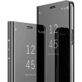 OOPKINS Samsung A32 5G Luxury Bookstyle Clear View Window Electroplate Plating Stand Scratchproof Full Body Protective Flip Folio Ultra Slim Cover for Samsung Galaxy A32 5G PU Mirror:Silver MX