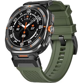 Compatible with Samsung Galaxy Watch Ultra Bands Women Men, Sturdy Stainless Steel Metal Connector Widened Silicone Strap for Samsung Galaxy Watch 7 Ultra 47mm