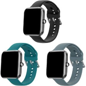 RuenTech Bands Compatible with SKG V7/V7 Pro Smart Watch Band, for Fitpolo IDW15/VRPEFIT ID208BT Soft Silicone Quick Release Replacement Straps (Black&Green&Slate)