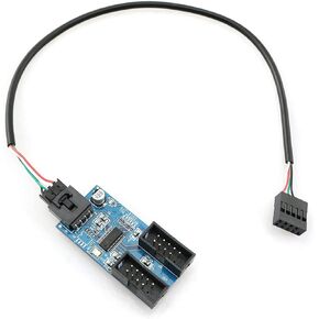ZYAMY 9 Pin Internal USB Splitter Cable USB2.0 Connector Port 1 Male to 2 Female Extension Connector Adapter Port Multiplier