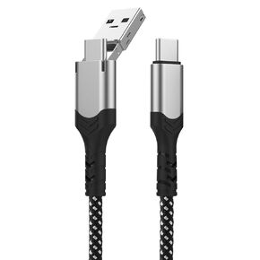 10FT 2PCS 2-in-1 Fast Charging Cable, USB-C to Type-C & USB-A Cable, PD 60W Nylon Braid Cord Supports PD and QC3.0
