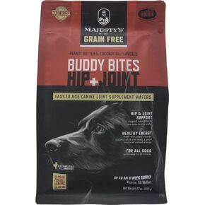 Majesty's Grain-Free Buddy Bites Hip and Joint Wafers for Medium / Large Dogs - Superior Support Supplement - Carob and Sweet Potato Flavored - 56 Count (Up To 8 Week Supply)