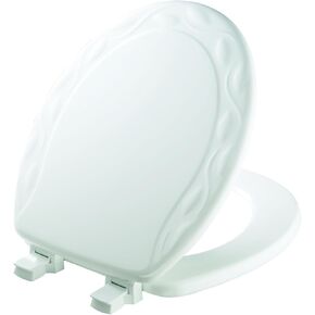 MAYFAIR 34ECA 000 Sculptured Ivy Toilet Seat will Never Loosen and Easily Remove, ROUND, Durable Enameled Wood, White