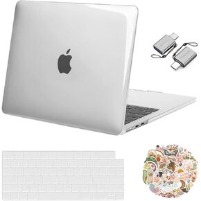 MOSISO Compatible with MacBook Air 13 inch Case 2024 2023 2022 M3 A3113 M2 A2681 Touch ID, Plastic Hard Shell&Keyboard Cover&Laptop Decals&Type C for MacBook Air 13.6 inch Case M2 M3, Crystal Clear