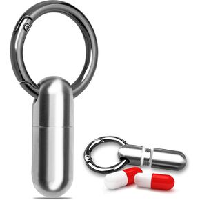 Keychain Pill Holder,Titanium Small Pill Case Keychain Pill Container,EDC Daily 3 Compartments Pill Bottle for Bag/Pocket/Purse/Wallet