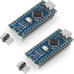 Nano V3 ATmega328P Microcontroller Board Compatible with Arduino Nano R3, USB Type-C, Pre-Soldered Headers, Don't Support MAC M1/M2 CPU (2PCS)