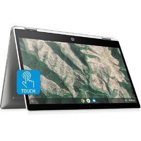 لاب توب اتش بي كرومبوك x360 بشاشة لمس عالية الدقة 14 بوصة، انتل سيليرون N4000، رام 4 جيجابايت، بطاقة الذاكرة اي ام ام سي، كروم (14b-ca0010nr، سيراميك أبيض فضي)