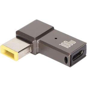 USB C to Slim Tip Adapter, 100W 5A Laptop Type C Female Input to Right Angle Slim Tip Rectangle Power PD Plug Converter for Lenovo Yoga T Series T431s T440 T440p T440s, for