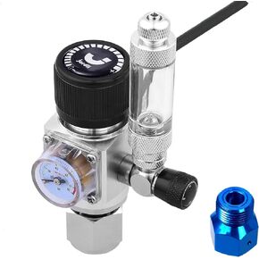 Aquarium CO2 Regulator with Solenoid & Bubble Counter for Planted Tank CO2 Injection System - Adjustable Output Pressure (Complete Set: Mini Regulator)