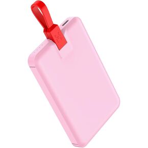 Portable Charger with Built in Cable, USB-C Cord 5000mAh Power Bank, Pocket Colorful External Battery Pack Compatile with iPhone 15/16 Series ONLY, Samsung and More(Blue)