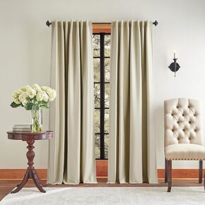 Martha Stewart Spellbound Blackout Lining Rod Pocket/Back Tab Window Curtain Panel Pair, 95", White