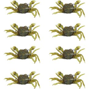 Set of 8 Artificial Crab Baits,33.5g Simulation Crab Soft Lure Fishing Bait with Hooks for Freshwater Saltwater(Green Brown)