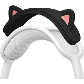 kwmobile Cat Ear Headphone Cover Compatible with Apple AirPods Max Headphones - Silicone Headband Covers - Cute Gaming Accessories - White/Dark Pink