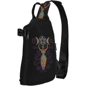 Wicca Wiccan Triple Moon Gaia Pattern Sling Backpack Rope Crossbody Shoulder Bag for Men Women Travel Hiking Outdoor Daypack