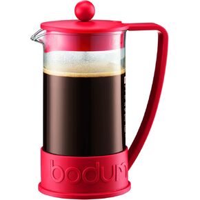 Bodum Brazil French Press Coffee Maker with Borosilicate Glass Carafe, 34 Ounce, Warm Red