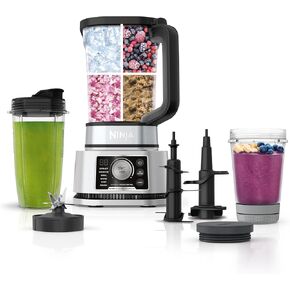 Ninja SS401 Foodi Power Blender Ultimate System with 72 oz Blending & Food Processing Pitcher, XL Smoothie Bowl Maker and Nutrient Extractor* & 7 Functions, Silver