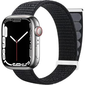 Solo Loop Nylon Band Compatible with Apple Watch Band 38mm 40mm 41mm 42mm 44mm 45mm 49mm Adjustable Braided Strap for Women Men iWatch Series Breathable Soft Replace Wristband