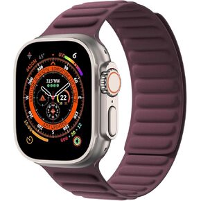 حزام ربط مغناطيسي من Mulberry FineWven متوافق مع سوار ساعة Apple 49 مم 45 مم 44 مم 42 مم، حزام مغناطيسي منسوج لساعة iWatch Ultra 2 / Ultra/SE 2 / SE/Series 9 8 7 6 5 4 3 2 1