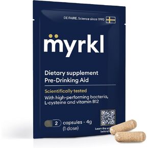Myrkl Unique Pre-Drinking Supplement for Liver Health Support, Helps Morning Energy with High-Performing Probiotic, L Cysteine & Vitamin B12, Social Evening, Party & Vacation Essentials, 30 Capsules