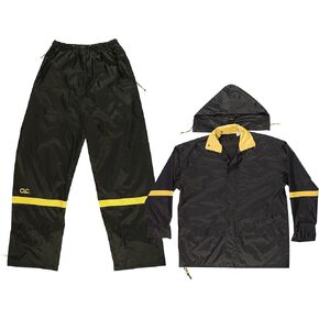 CLC Custom Leathercraft R1033X 2-Piece Nylon Rain Suit with Detachable Hood, Black, 3XL