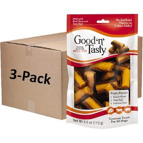 Good 'n' Tasty Triple Flavor Roll Ups with Cheese, Beef, Pork, 12 Ounce (3 Individual Packs of 4 Ounces)