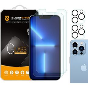 Supershieldz (2 Pack) Designed for iPhone 13 Pro (6.1 inch)+ Camera Lens [Tempered Glass] Screen Protector, Anti Scratch, Bubble Free