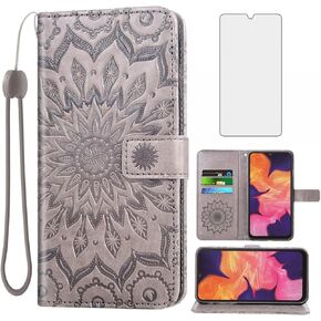 Phone Case for Samsung Galaxy A20S Wallet Cases with Tempered Glass Screen Protector Sunflower Leather Slim Flip Cover Card Holder Stand Cell Accessories Glaxay A 20S Plus Gaxaly A207M Women Rose Gold in Saudi Arabia