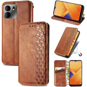 for Tracfone BLU View 5 B160V Wallet Case,BLU View 5 Case, Folding Flip Case with Kickstand Credit Card Slot Magnetic Closure Protective Cover for BLU View 5 B160V -Brown
