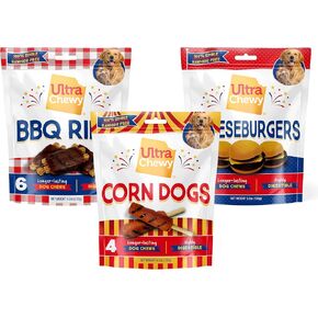 برجر الجبن فائق المضغ: علاجات طويلة الأمد للسلالات الكبيرة والصغيرة، سهلة الهضم للغاية، مصنوعة من الدجاج الحقيقي (3 عبوات اقتصادية) in Kuwait