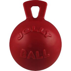 Jolly Pets Tug-n-Toss - Heavy Duty Chew Ball w/ Handle (Red, 8")