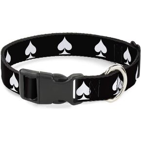 Buckle-Down 6-9" Spade Black/White Plastic Clip Collar, Narrow Small
