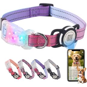 LED Smart QR Code Dog Collar - Lost at Night Collar Showing Details of Owner and pet - Durable, Adjustable, Soft - Rose red Suitable for Small, Medium and Large Dogs