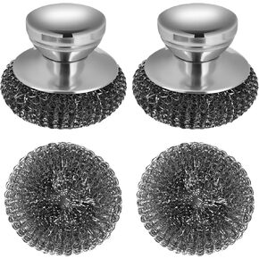 Onewly 2Pack Steel Wool Scrubber and Scraper, Stainless Steel Scrubber for Cleaning Cast Iron, Dishes, Stock Pots, Pans, Griddles, Grills in Saudi Arabia