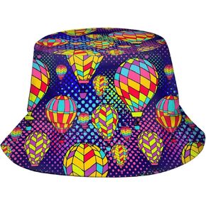 Hot Air Balloon Bucket Hat Cute Fisherman Hat Travel Packable Sun Cap Outdoor Hat for Women and Men