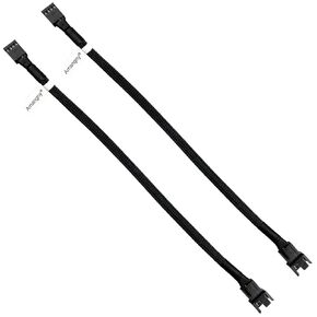 2-Pack 2 Way 4 Pin PWM Fan Splitter Cable 10.2 Inches Black Sleeved PC Case Fan Extension Cable (1 to 2)