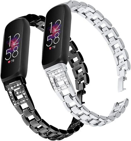 Compatible with Fitbit Inspire 3 Smartwatch Adjustable Metal Band Bling Crystal Rhinestone Bracelet Wrist Strap for Inspire 3 for Women in Saudi Arabia