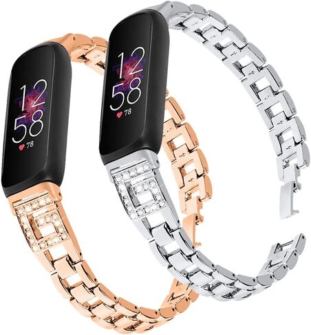 Compatible with Fitbit Inspire 3 Smartwatch Adjustable Metal Band Bling Crystal Rhinestone Bracelet Wrist Strap for Inspire 3 for Women in Saudi Arabia