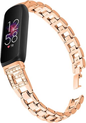 Compatible with Fitbit Inspire 3 Smartwatch Adjustable Metal Band Bling Crystal Rhinestone Bracelet Wrist Strap for Inspire 3 for Women in Saudi Arabia
