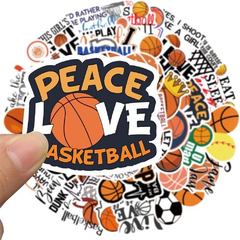Basketball Stickers for Water Bottles Laptop Luggage, Icicrim Cute Basketball Stickers 50PCS Gifts for Kids Teens Boys, Vinyl Waterproof Sports Stickers Basketball Decals in Saudi Arabia
